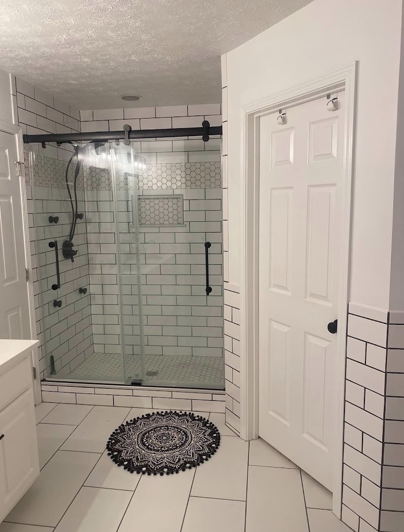 Subway tile walk-in shower
